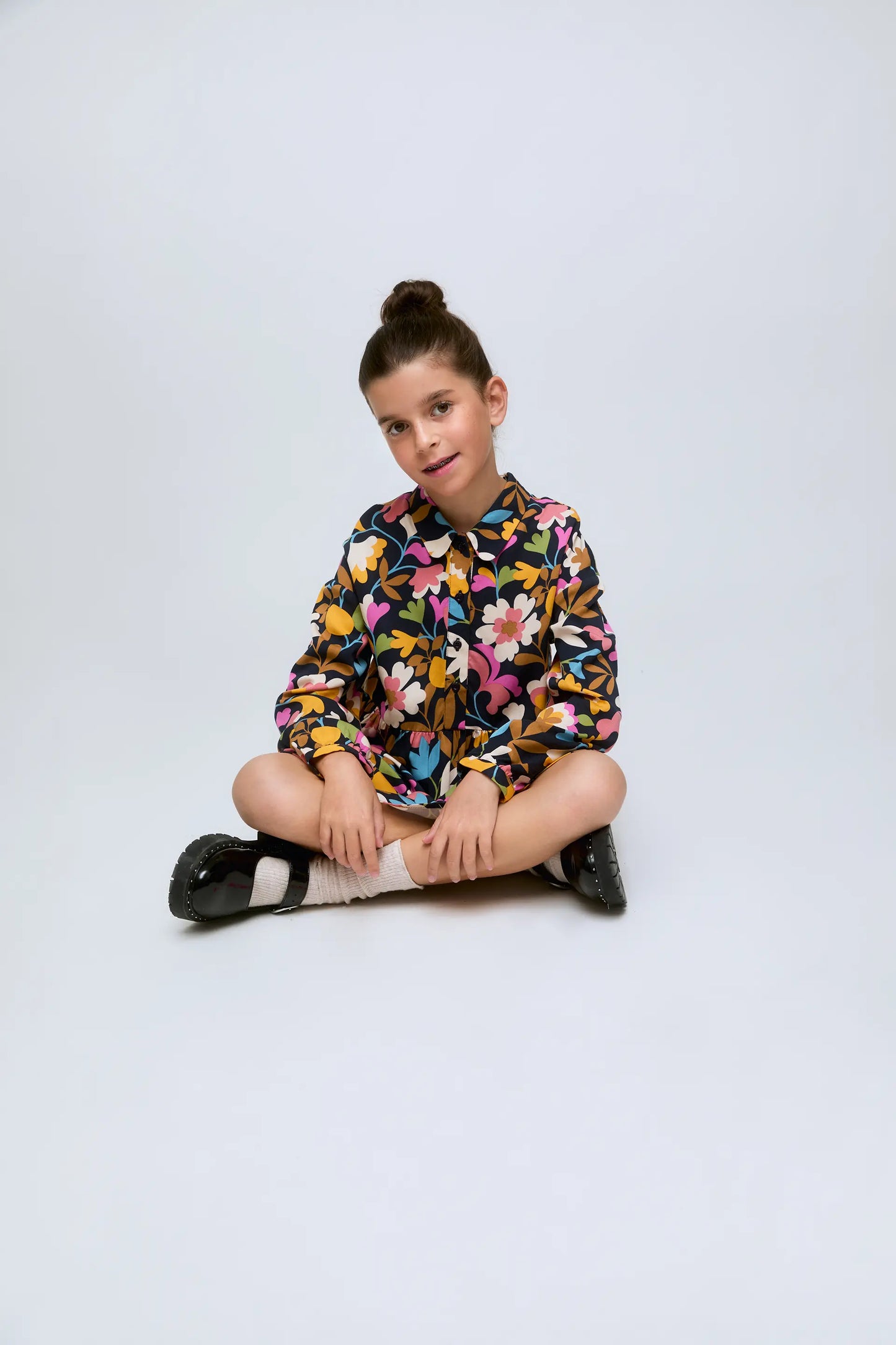 Baboushka Floral Print Short Girl's Dress