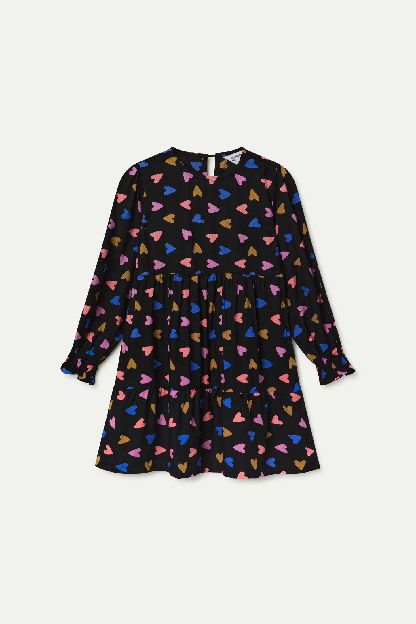 Abito corto a maniche lunghe con stampa a cuore Porpourri per bambine