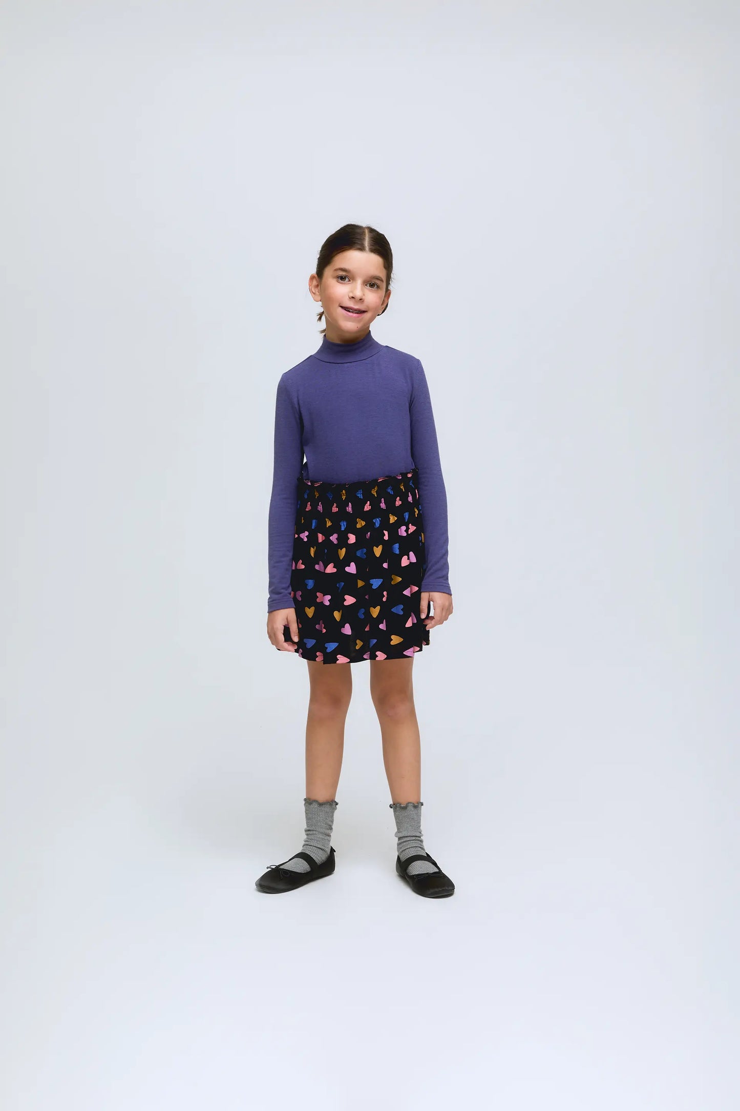 Potpourri Heart Print Girl's Short Skirt