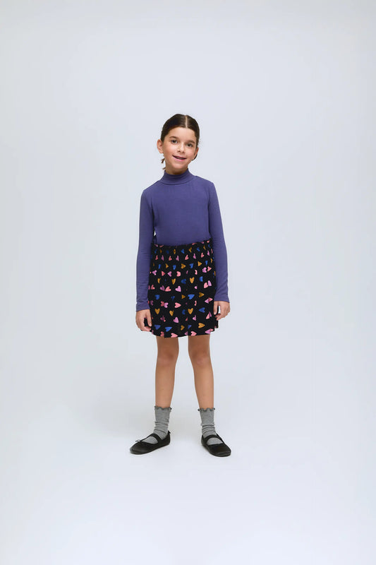 Falda corta de niña con estampado de corazones Potpourri