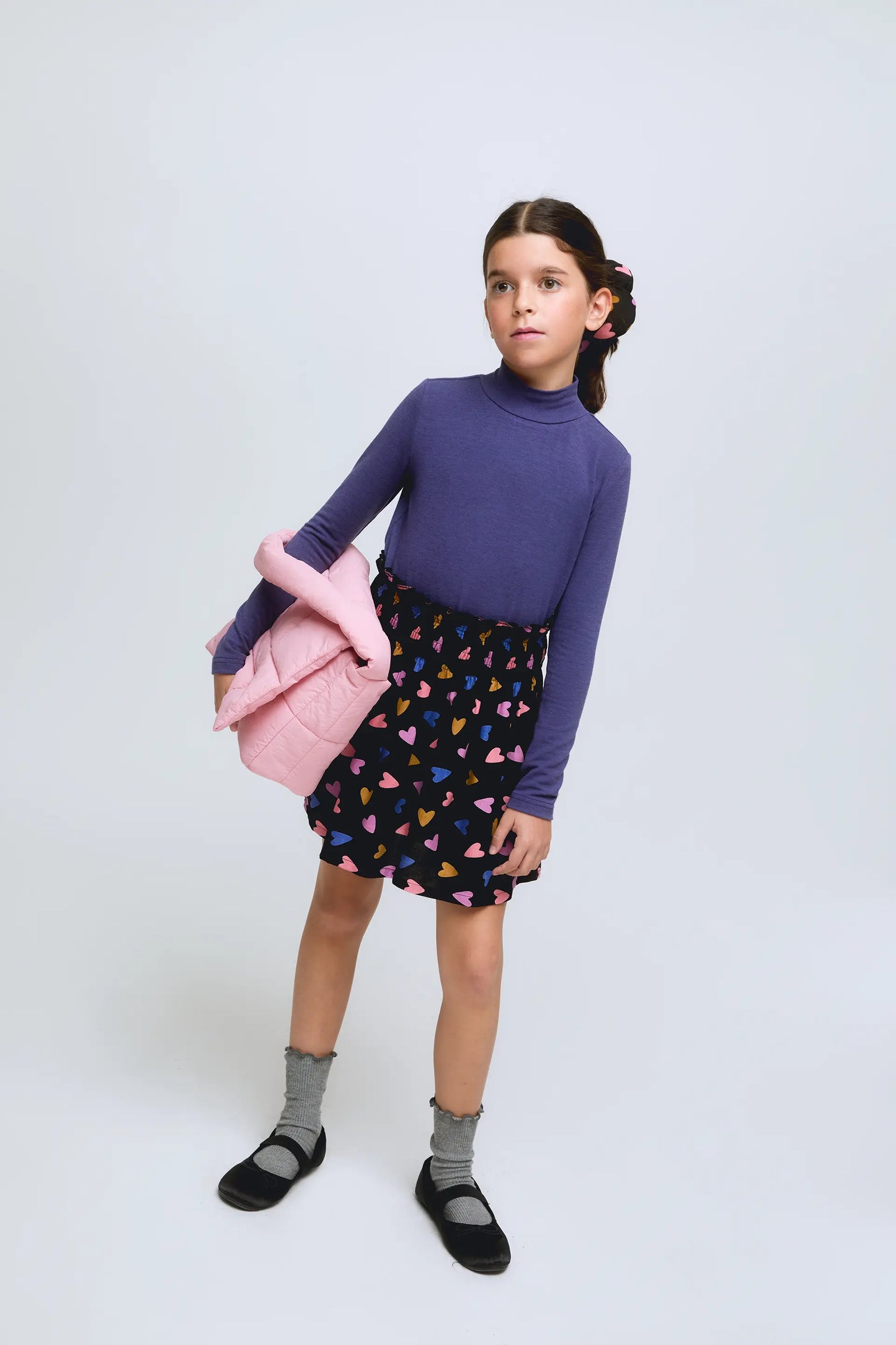 Potpourri Heart Print Girl's Short Skirt