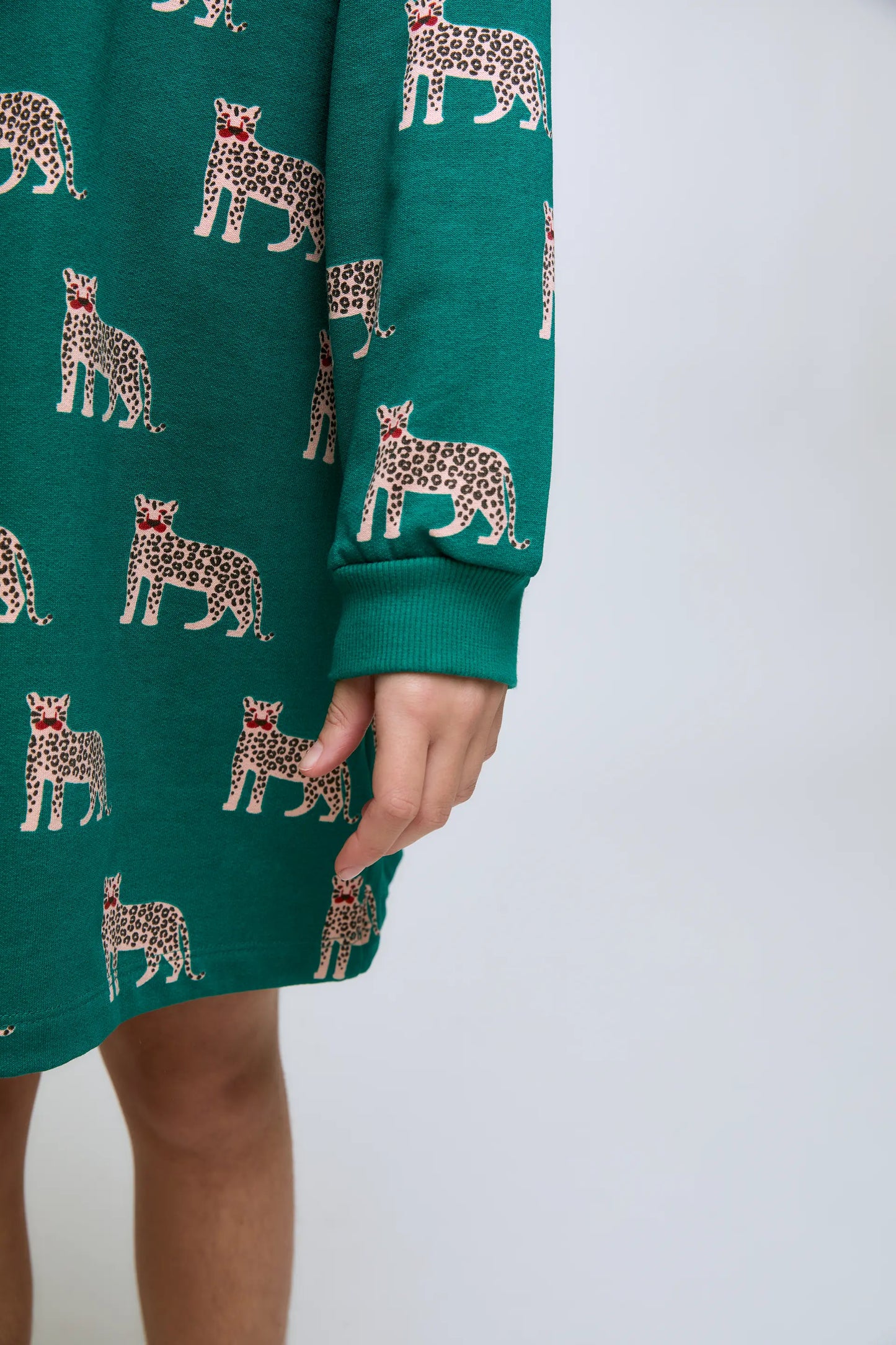 Onca jaguar print long-sleeved short dress for girls