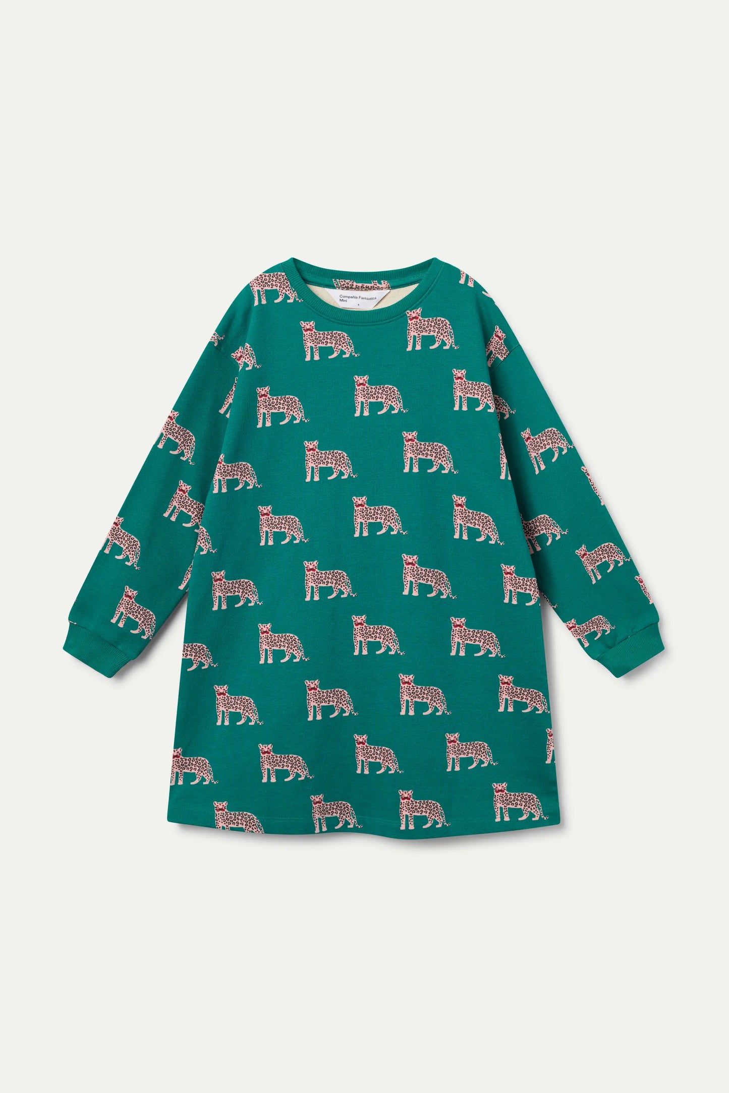 Onca jaguar print long-sleeved short dress for girls