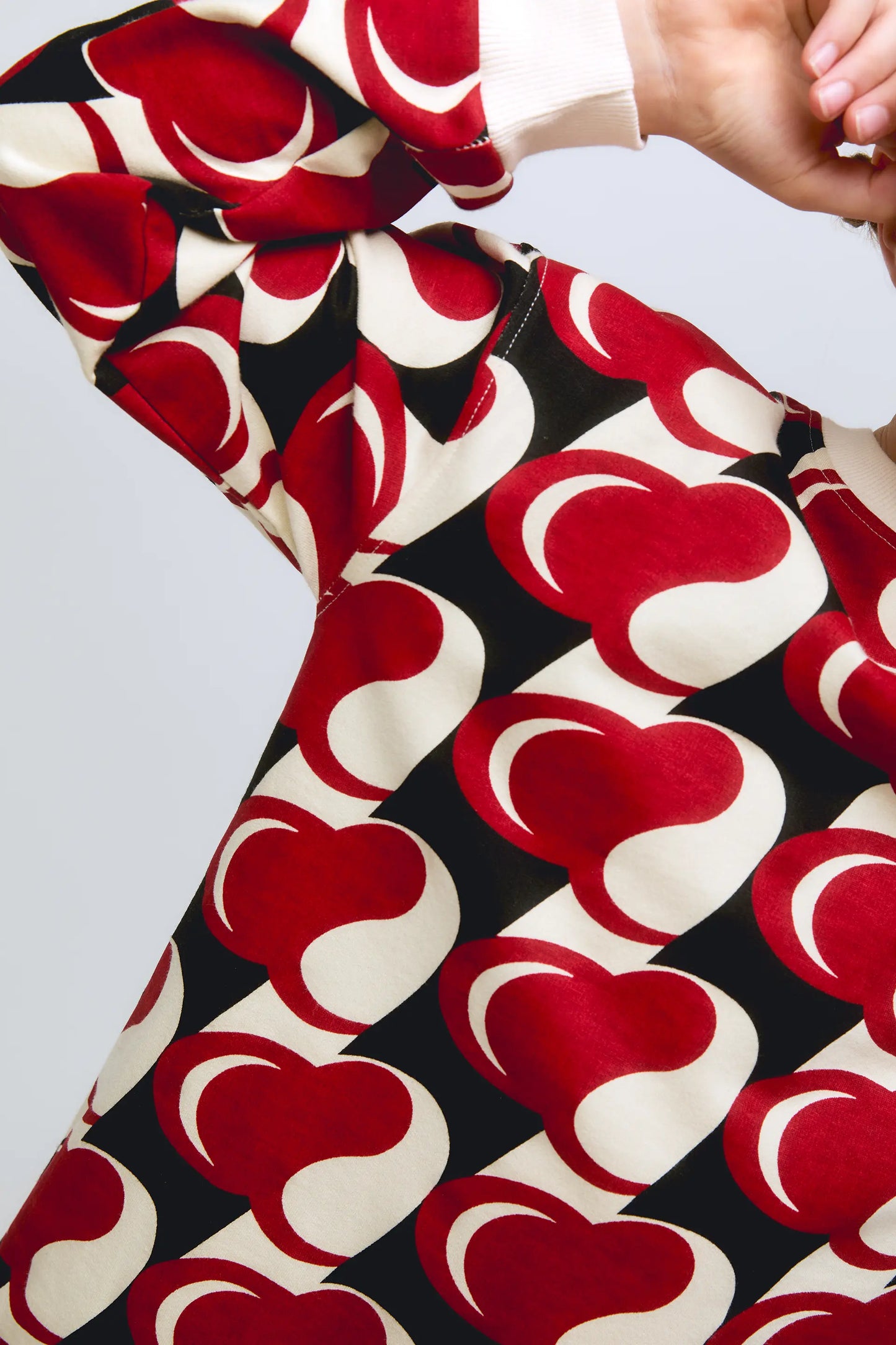 Girl's short dress with long sleeves and Heart Attack print