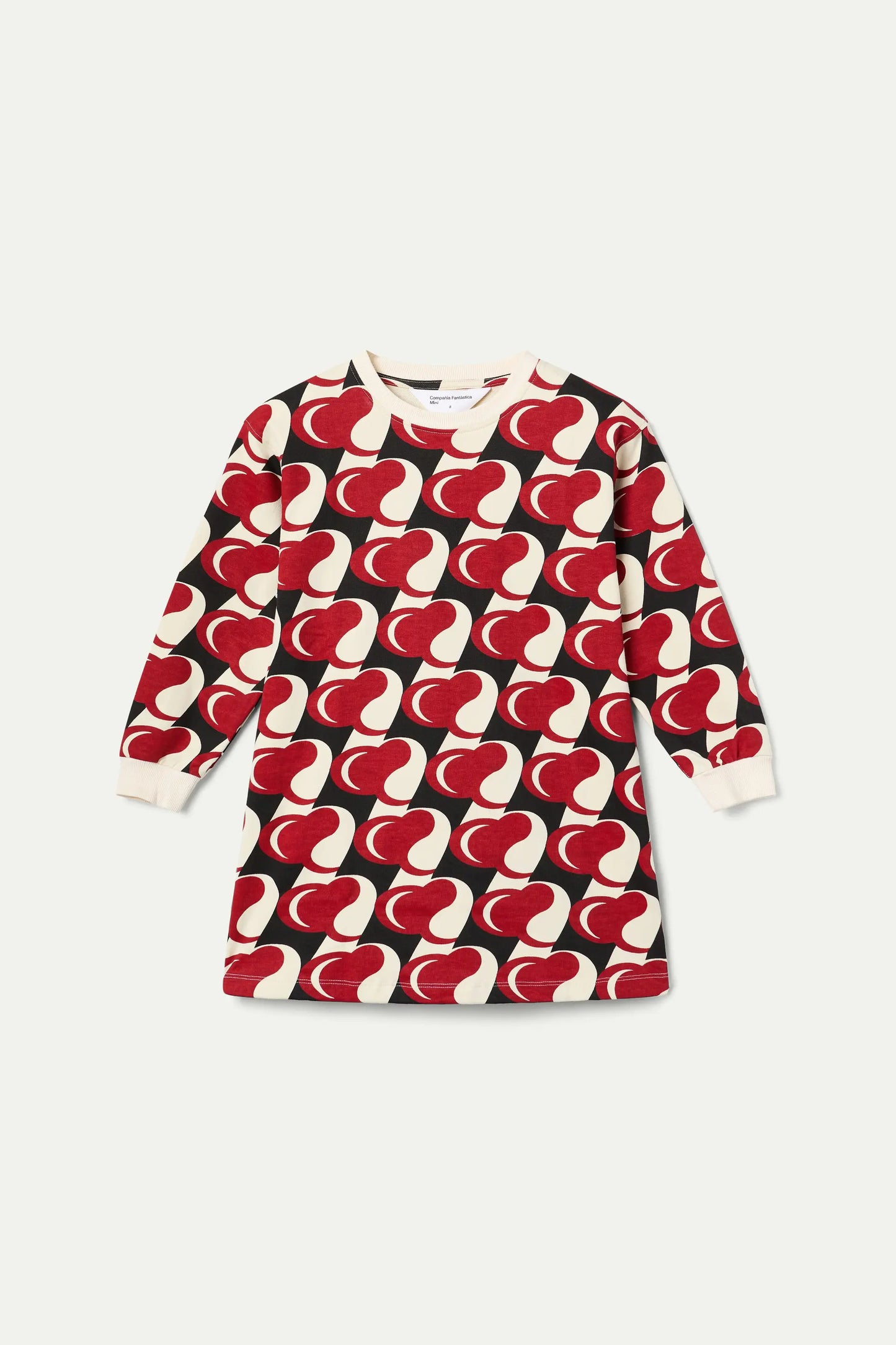 Girl's short dress with long sleeves and Heart Attack print