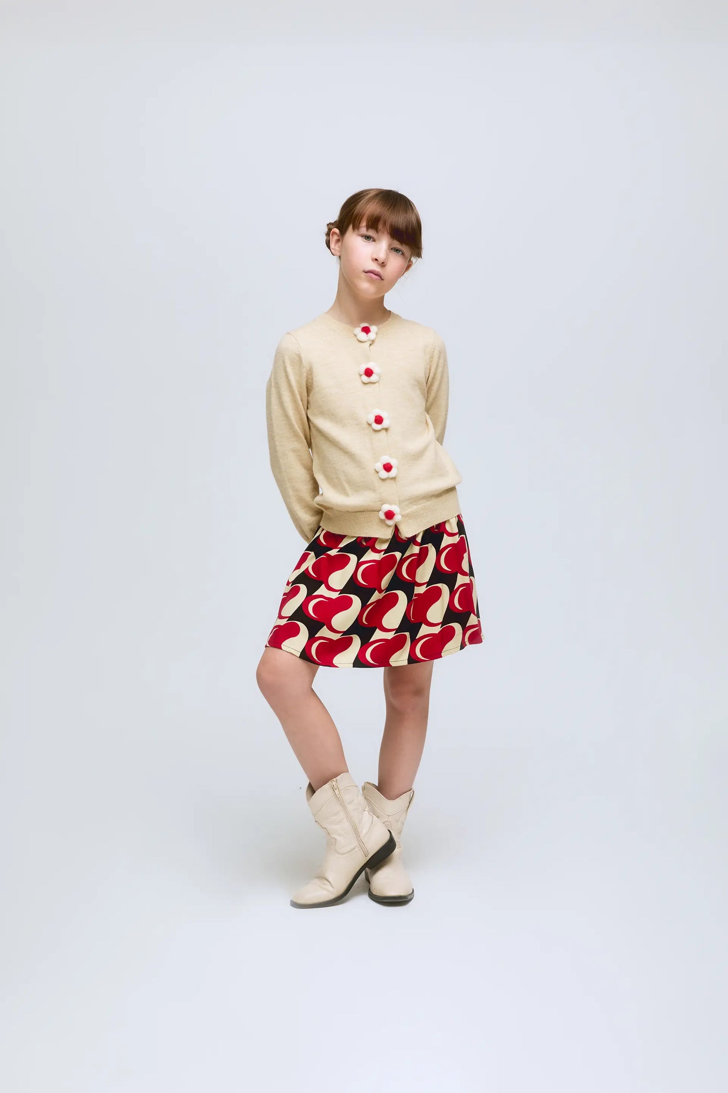 Gonna corta da bambina con stampa Heart Attack