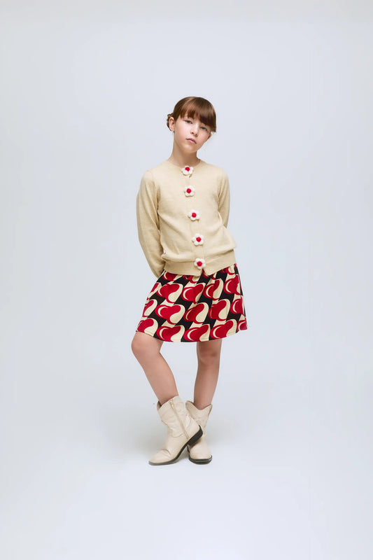 Falda corta de niña con estampado Heart Attack