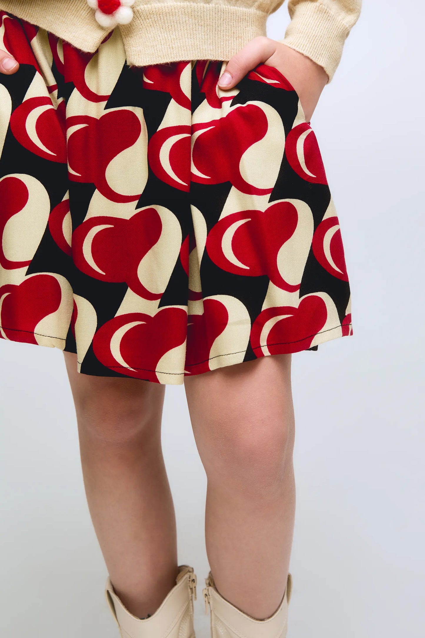 Gonna corta da bambina con stampa Heart Attack