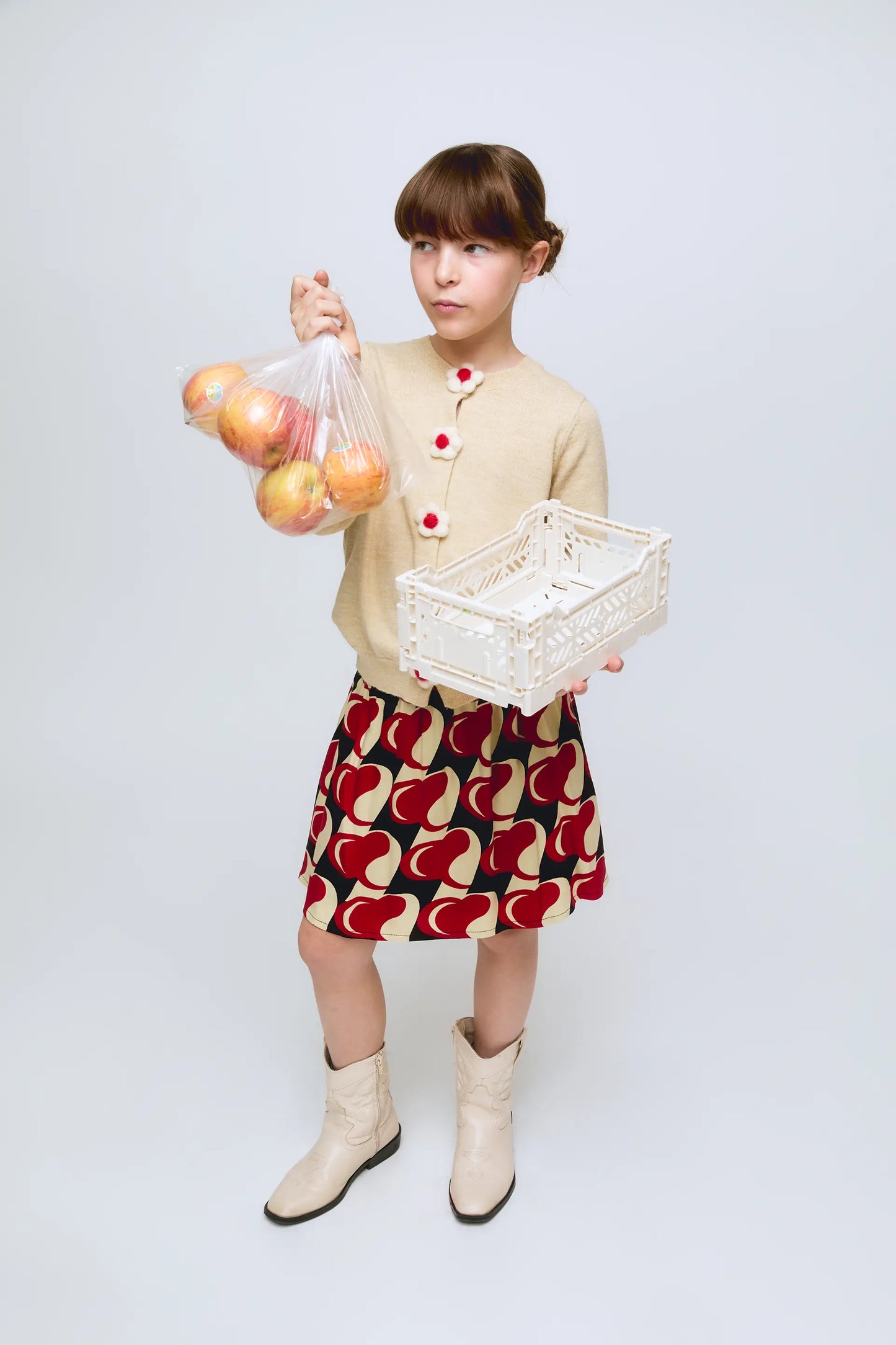 Gonna corta da bambina con stampa Heart Attack