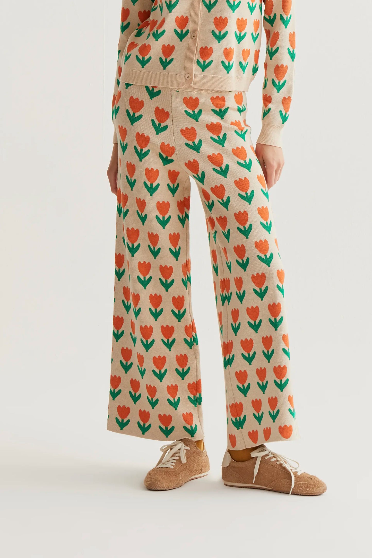 Pantalón punto con estampado Orange Tulip