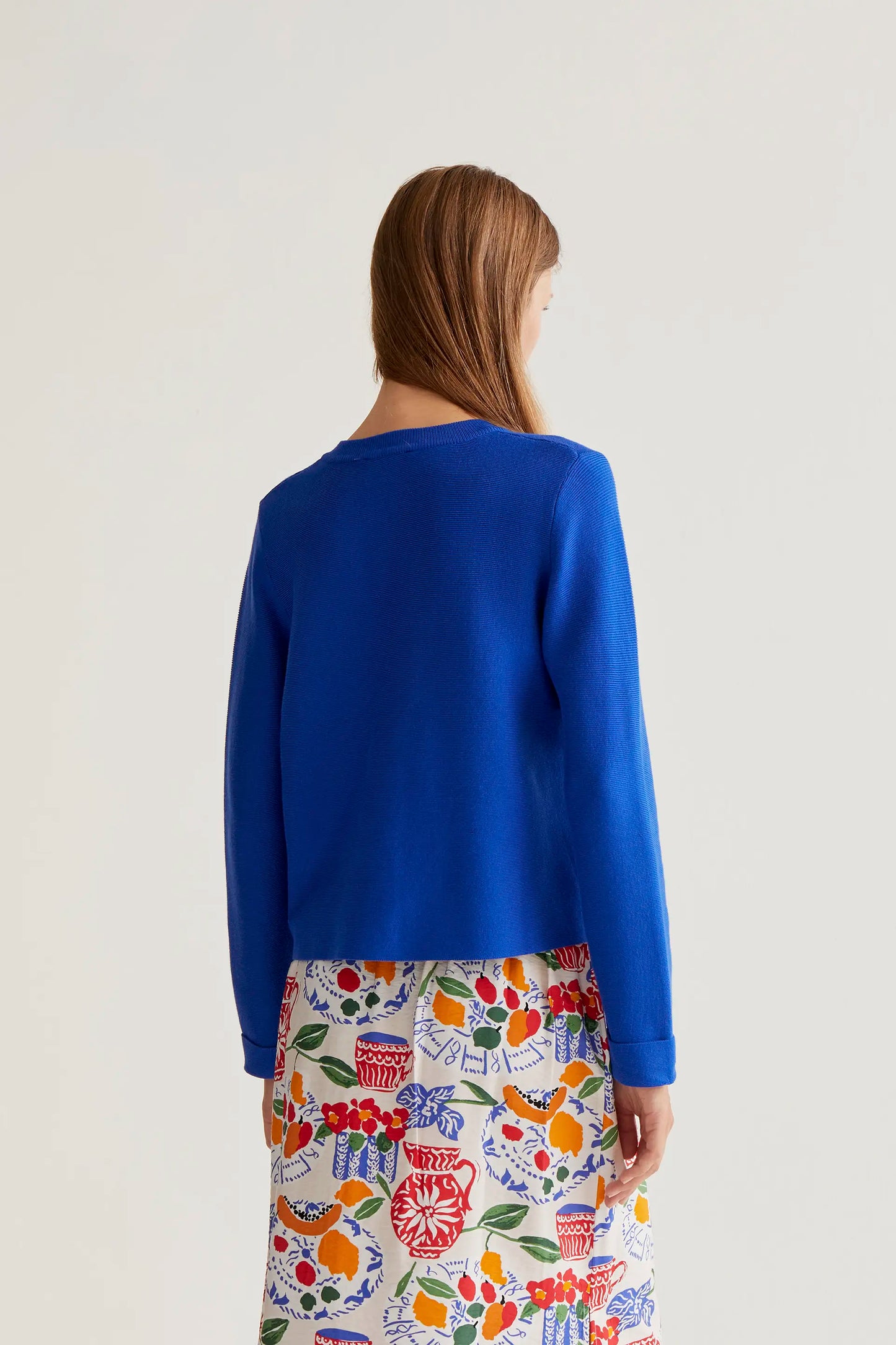 Cárdigan punto azul con botones grandes