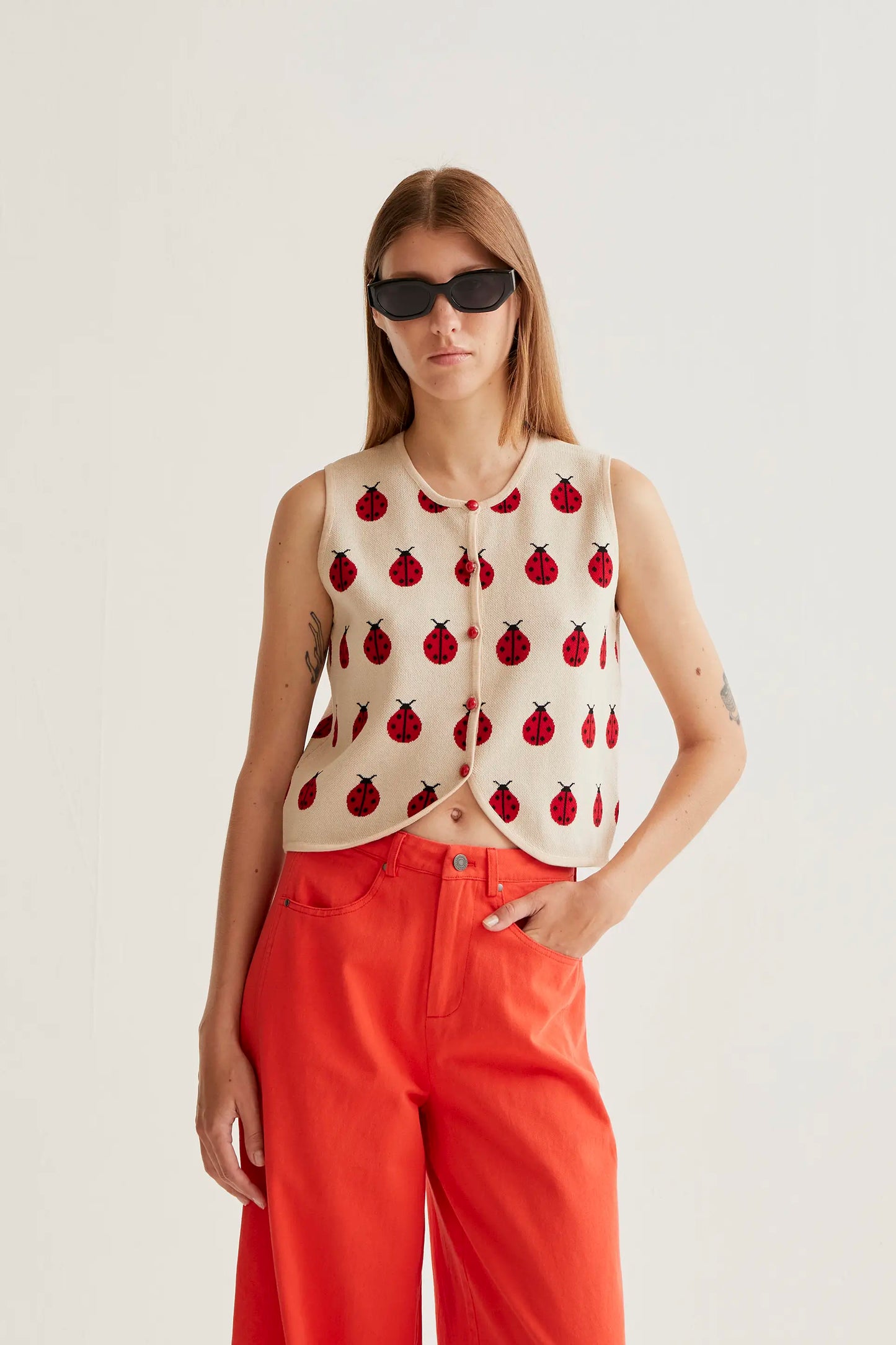 Top de punto con estampado Red Coccinella