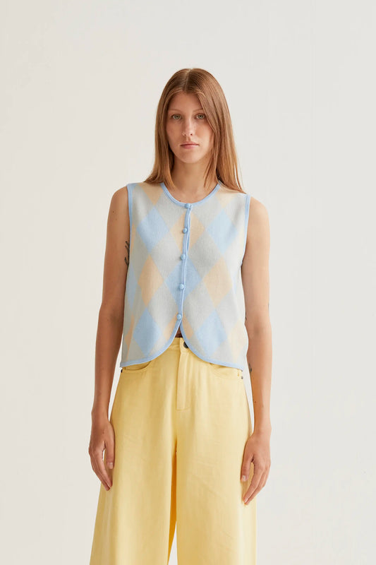 Maglia blu con motivo a rombi