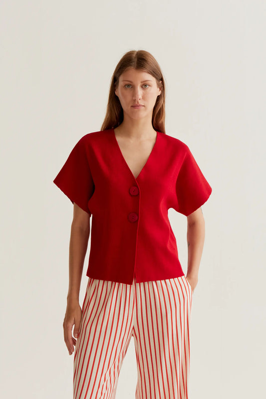 Cardigan a pois rossi