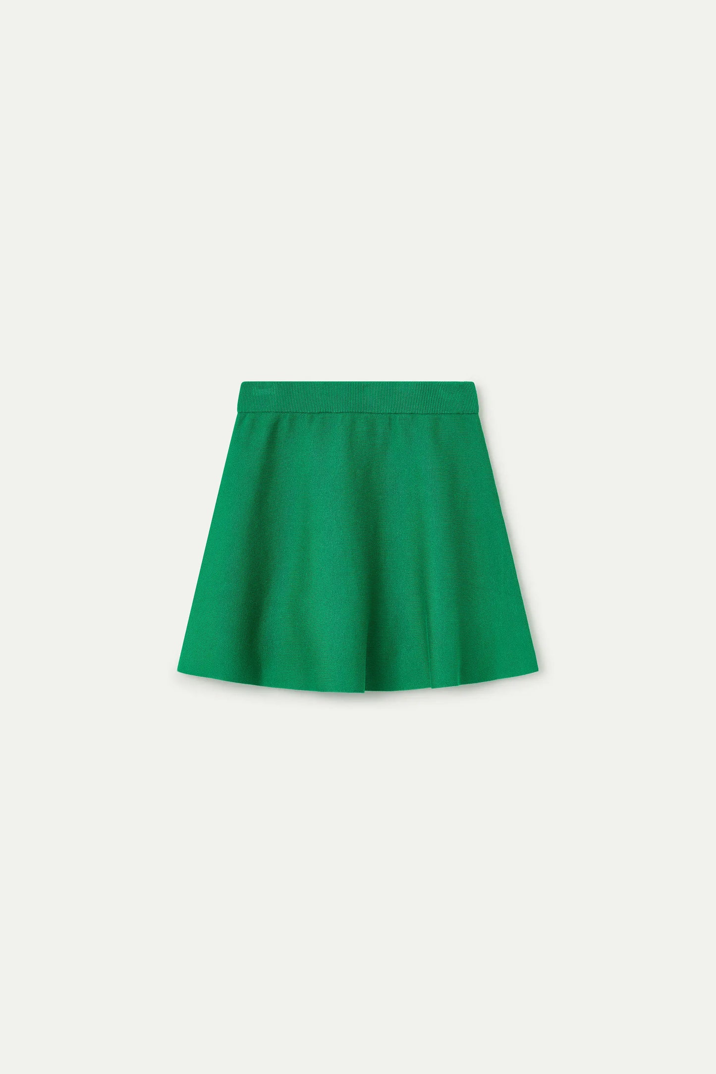 Short green knit skirt