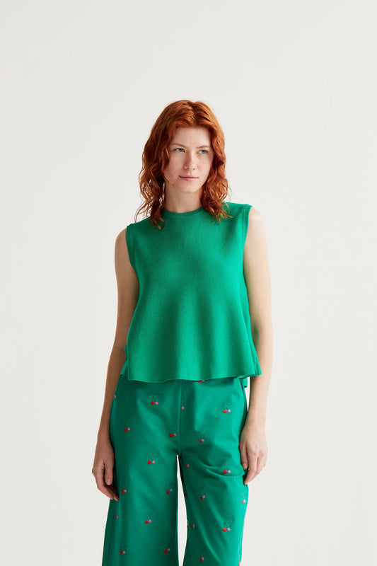 Basic green knit top