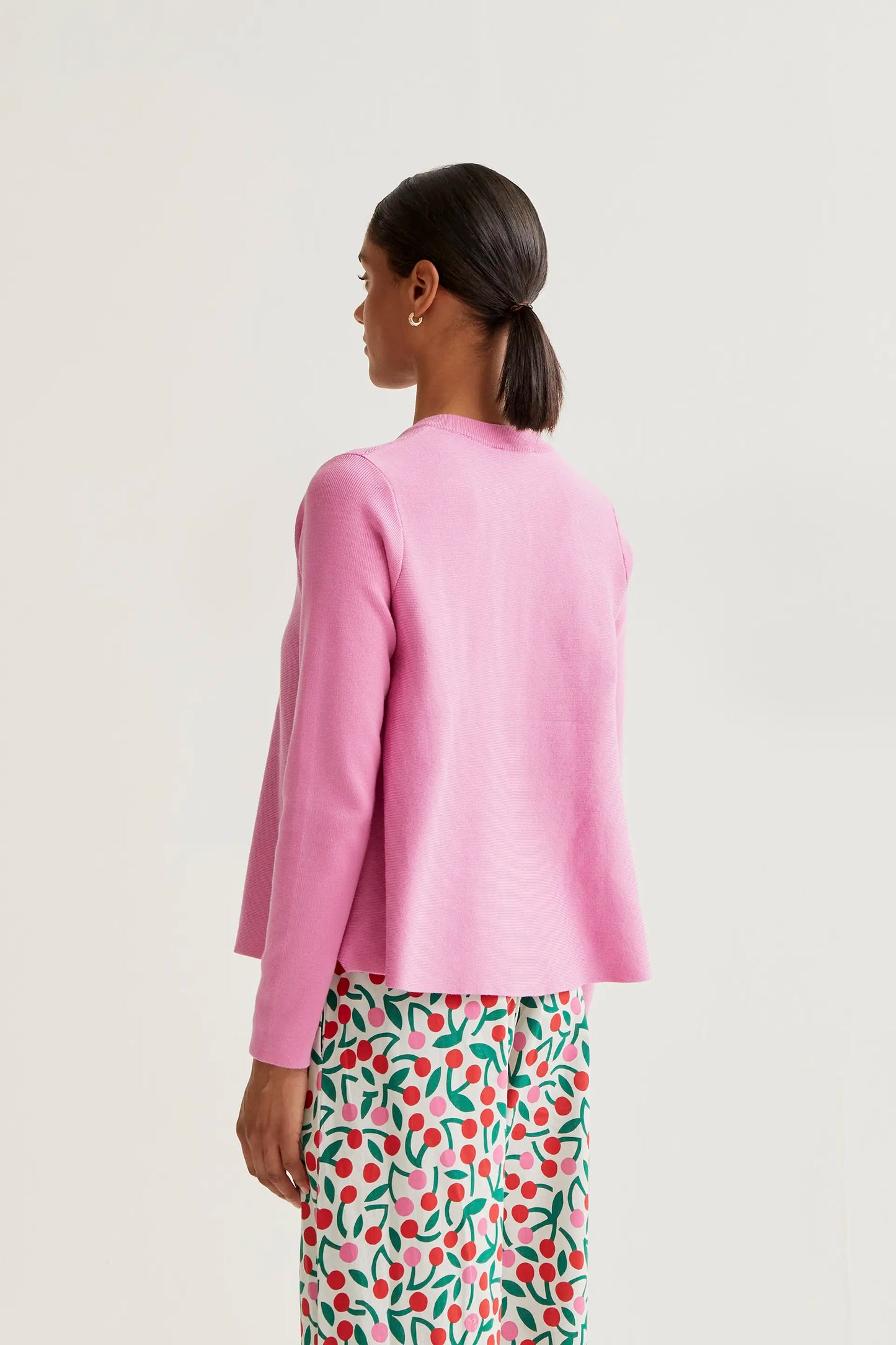 Pink button-down knit cardigan