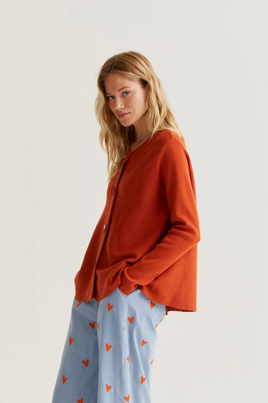 Cárdigan punto botones marrón