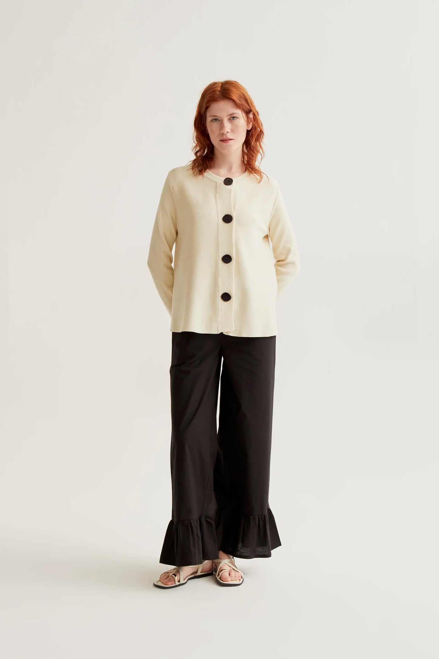 Black button-down knit cardigan