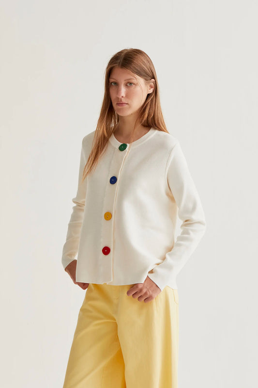 Multicolored button-down knit cardigan