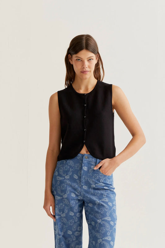 Black knitted vest top