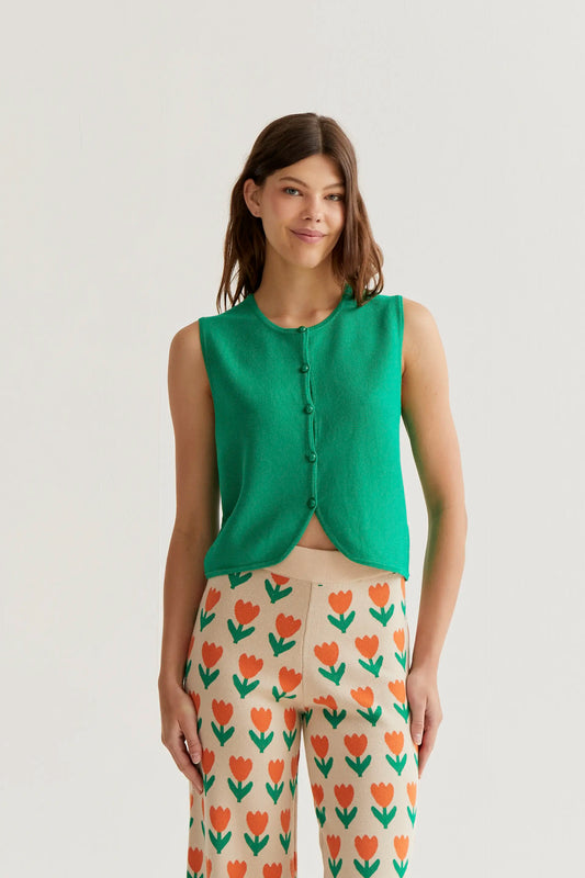 Green knit vest top