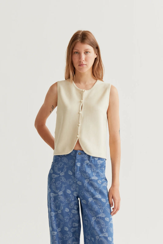 Top chaleco punto beige