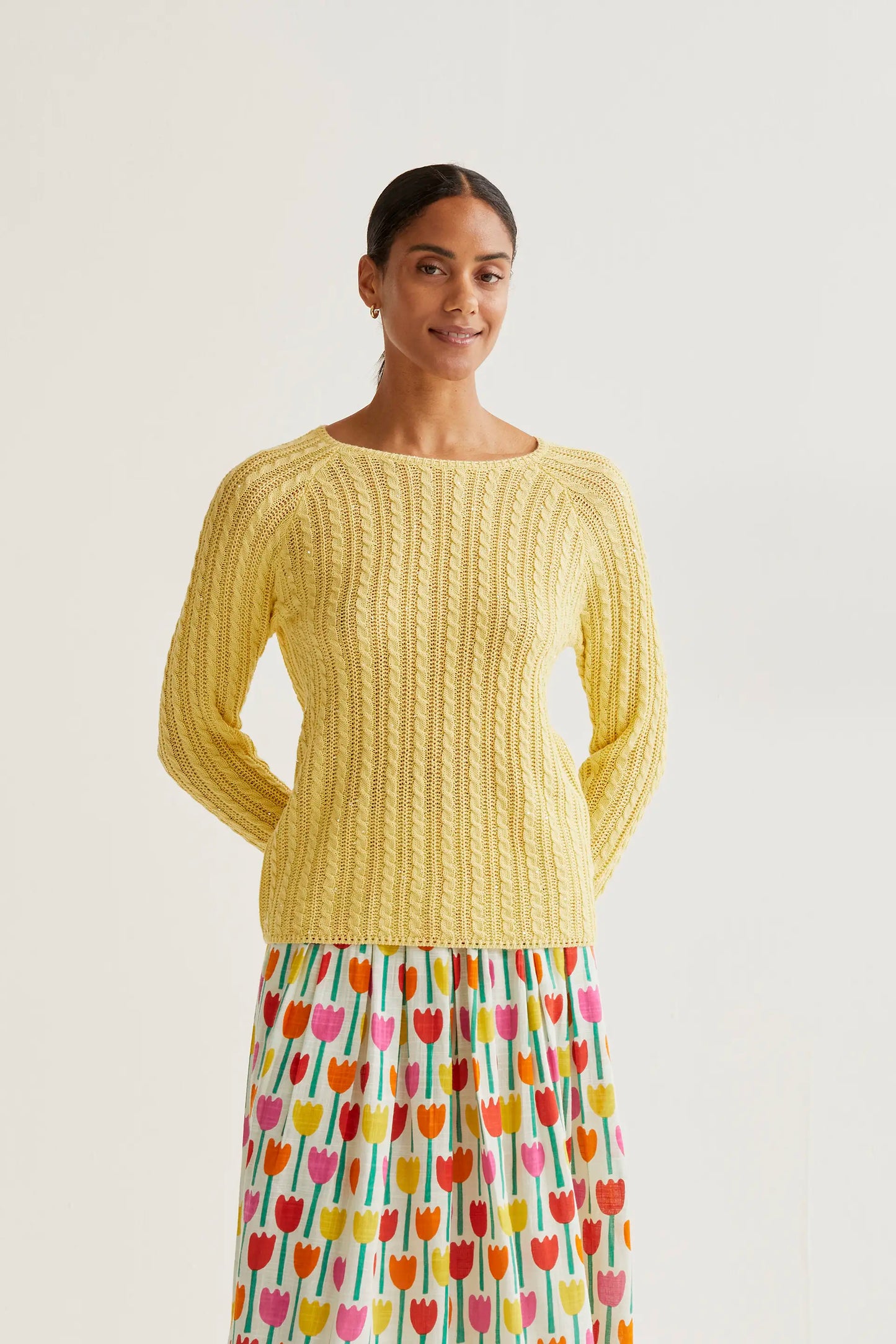 yellow chain stitch sweater