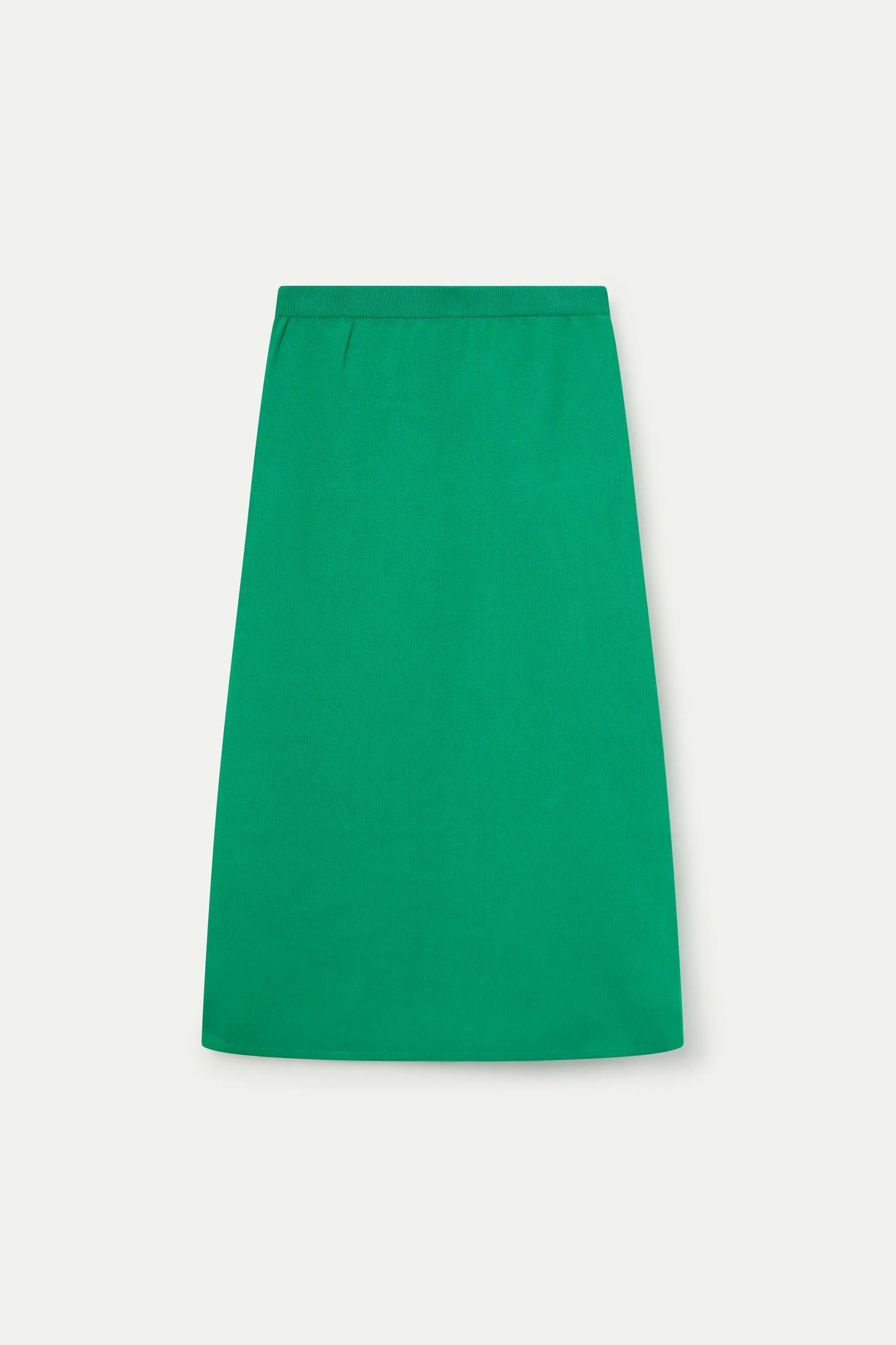 Blue-green knit midi skirt