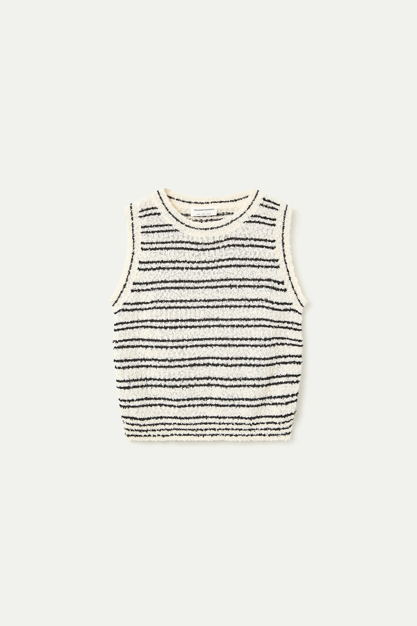 Textured knit top with black stripes