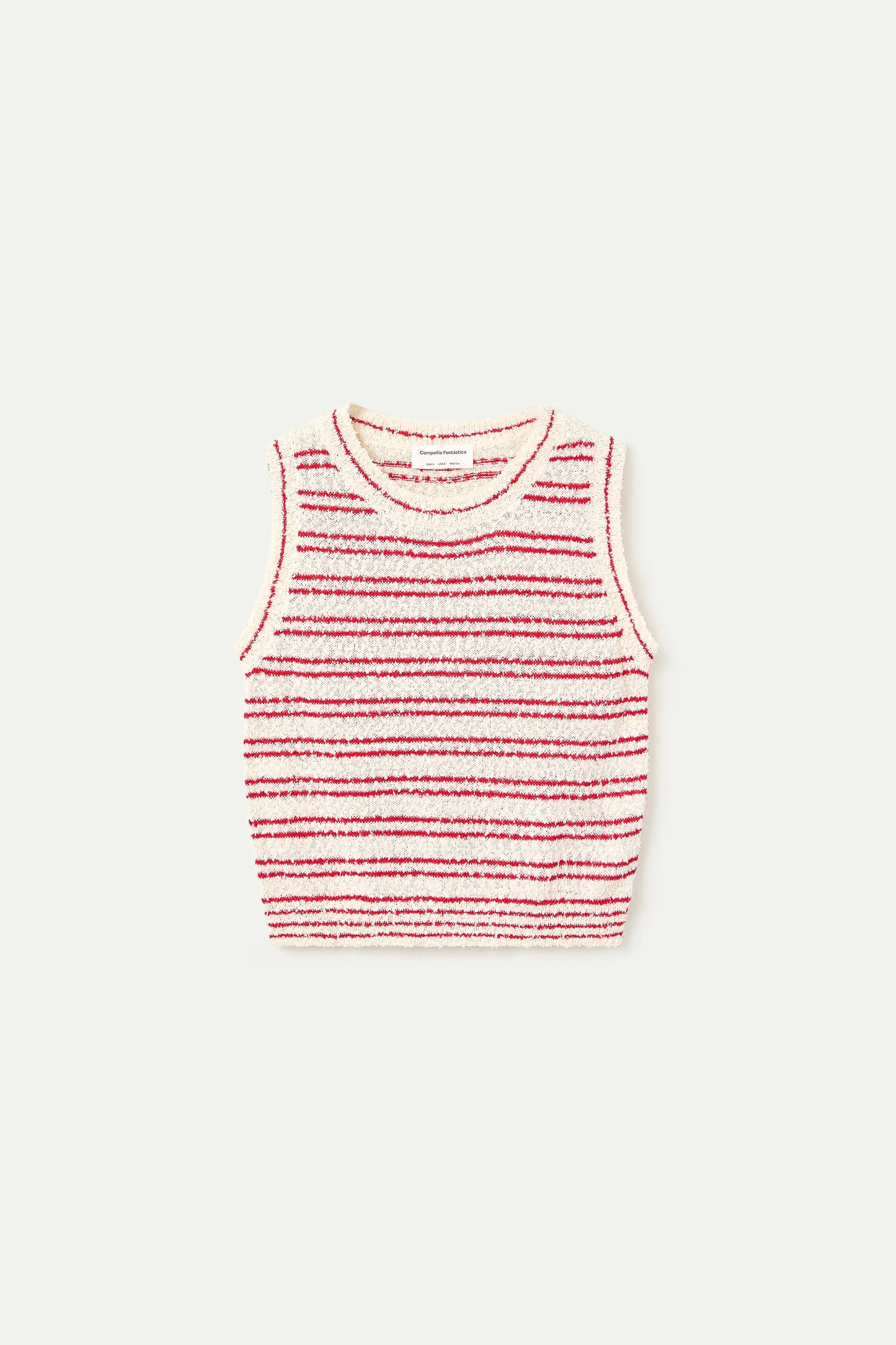 Top punto texturizado con rayas rojas