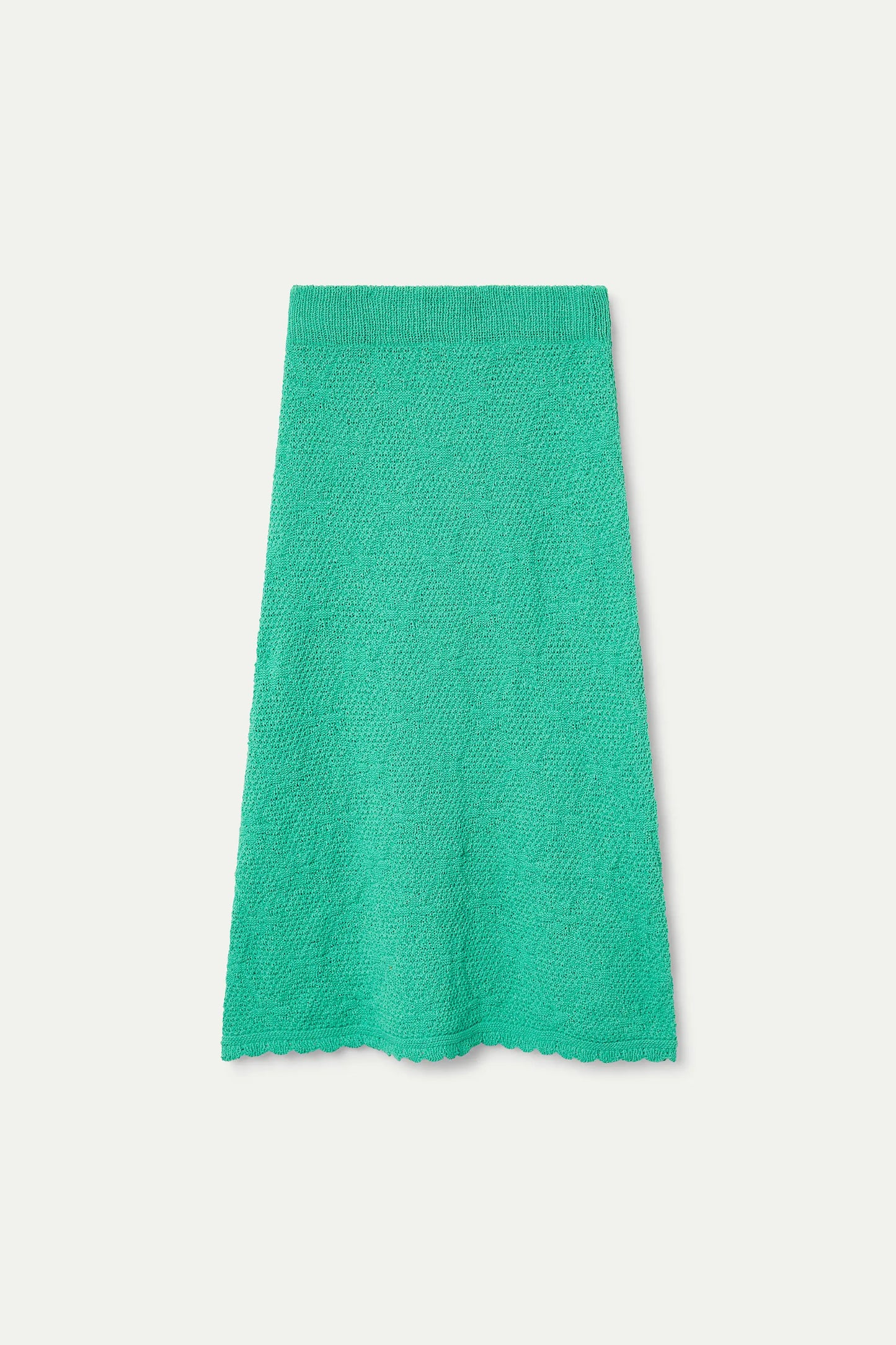 Midi skirt with green chain embroidery
