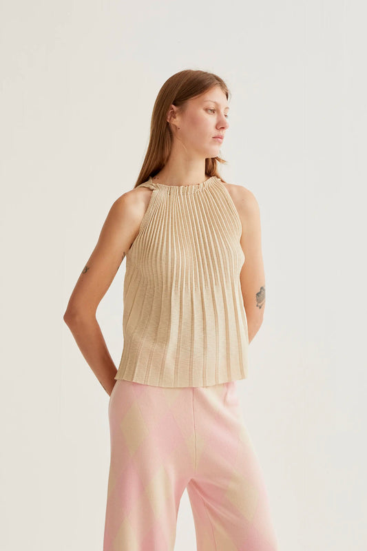 Beige pleated top