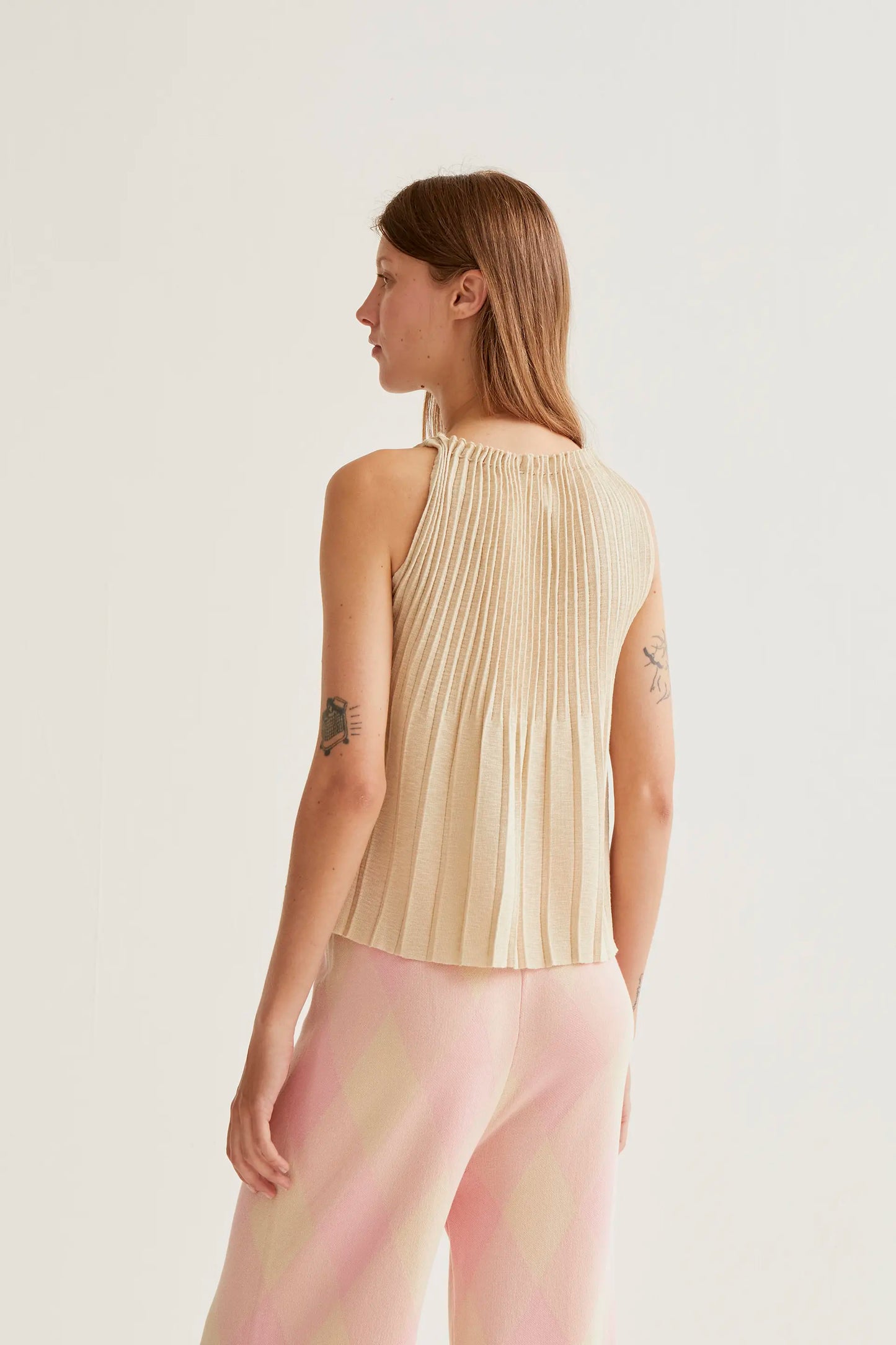 Beige pleated top