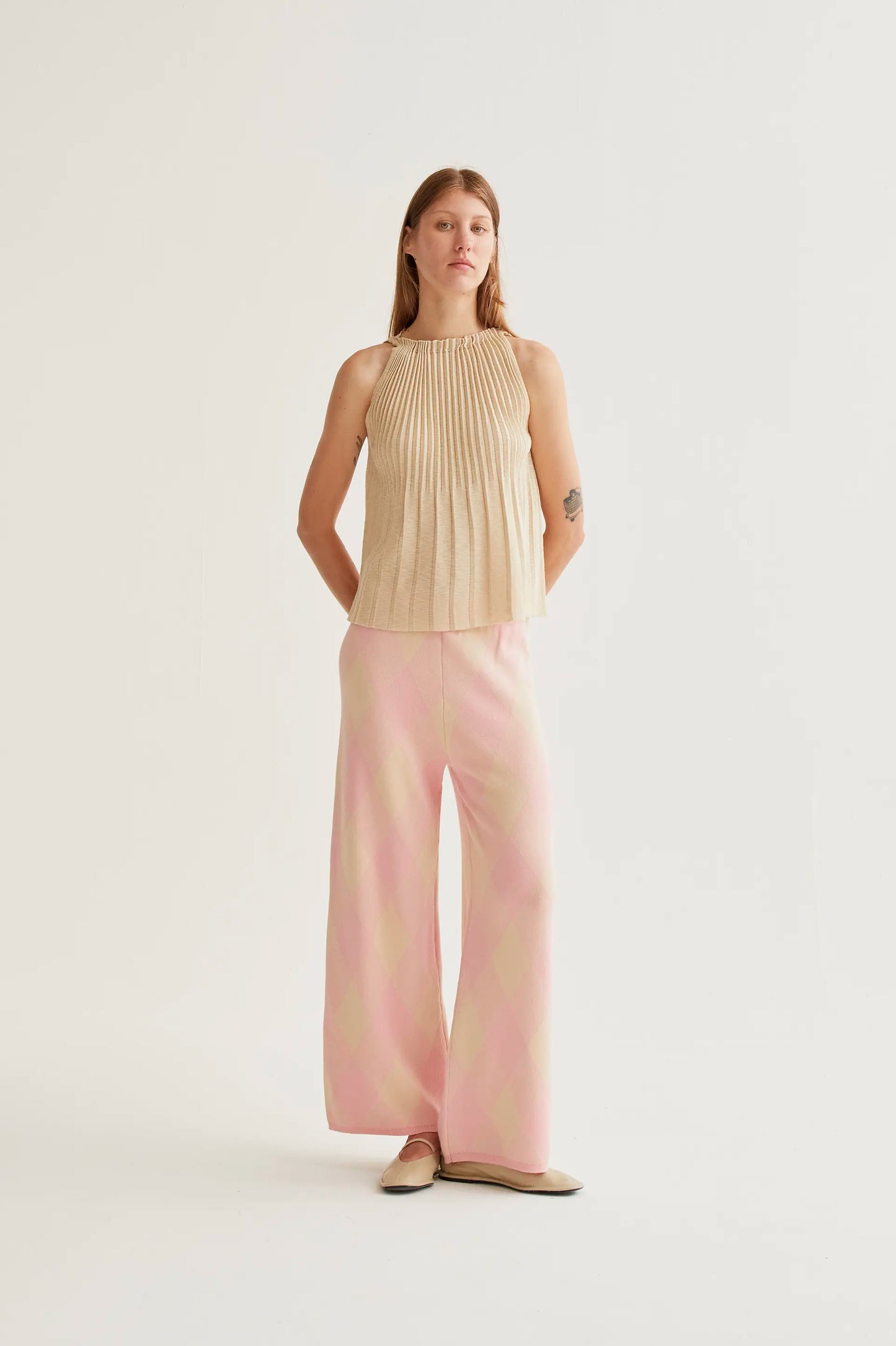 Beige pleated top