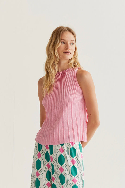 Top plissettato rosa