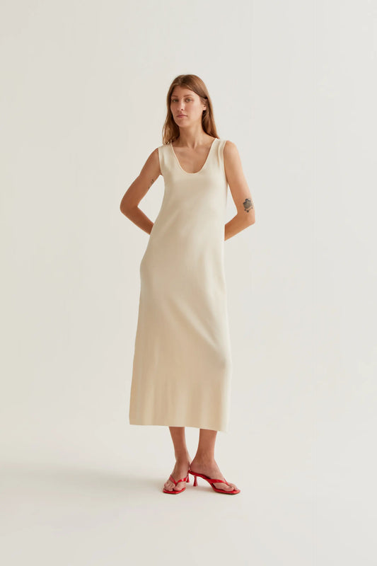 off-white knit maxi dress