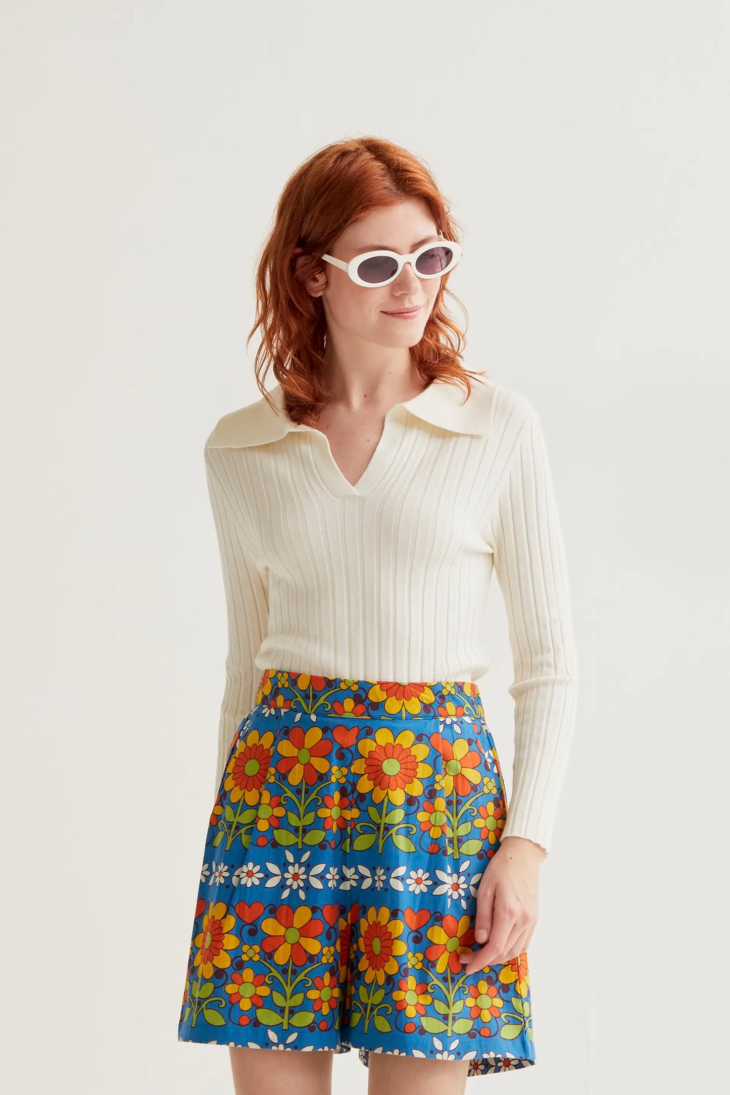 Jersey de punto blanco roto