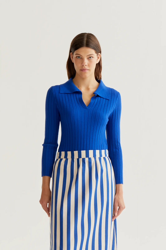 Blue knitted sweater