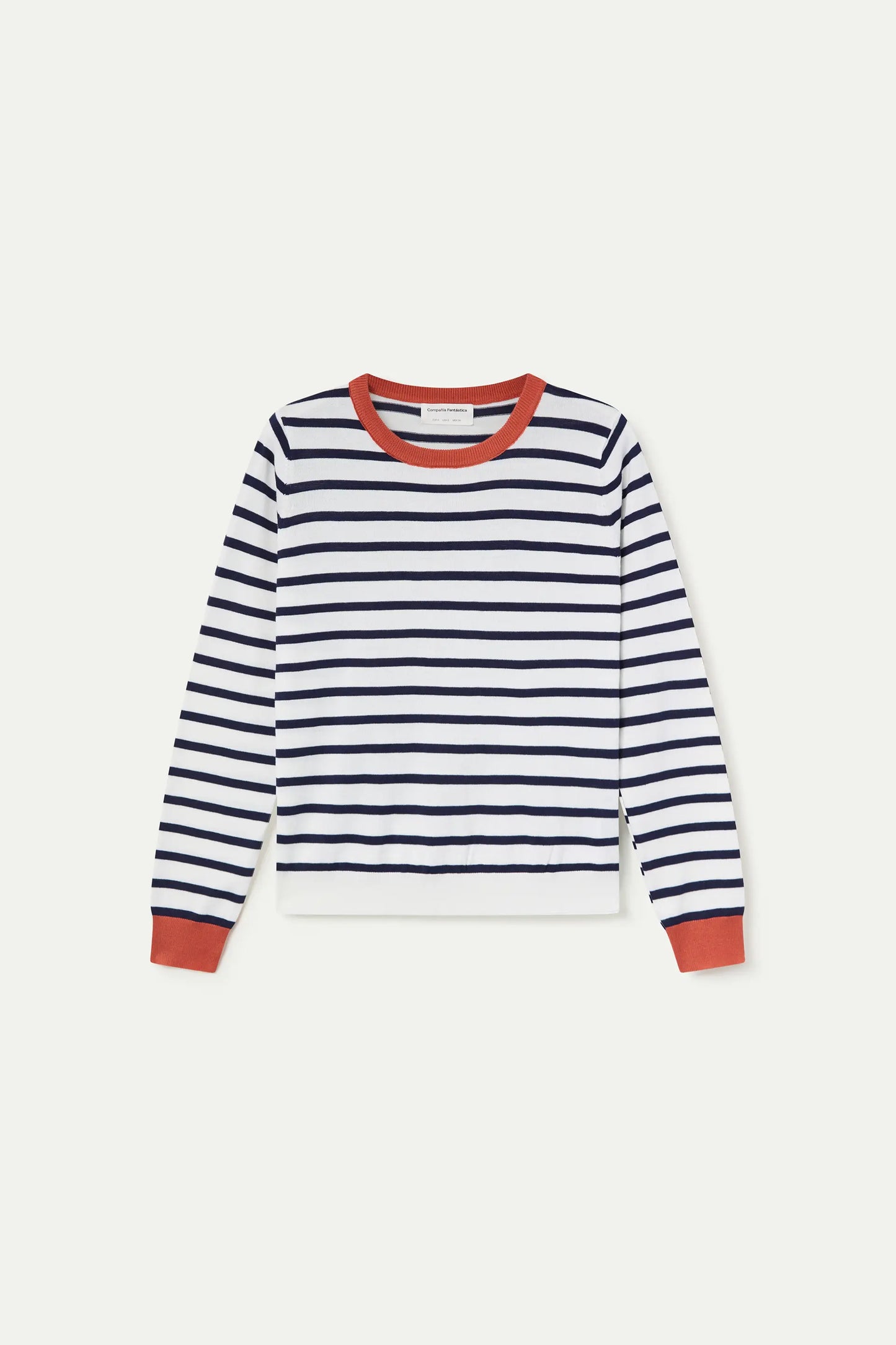 Maglione lavorato a maglia con stampa a righe bianche e blu navy