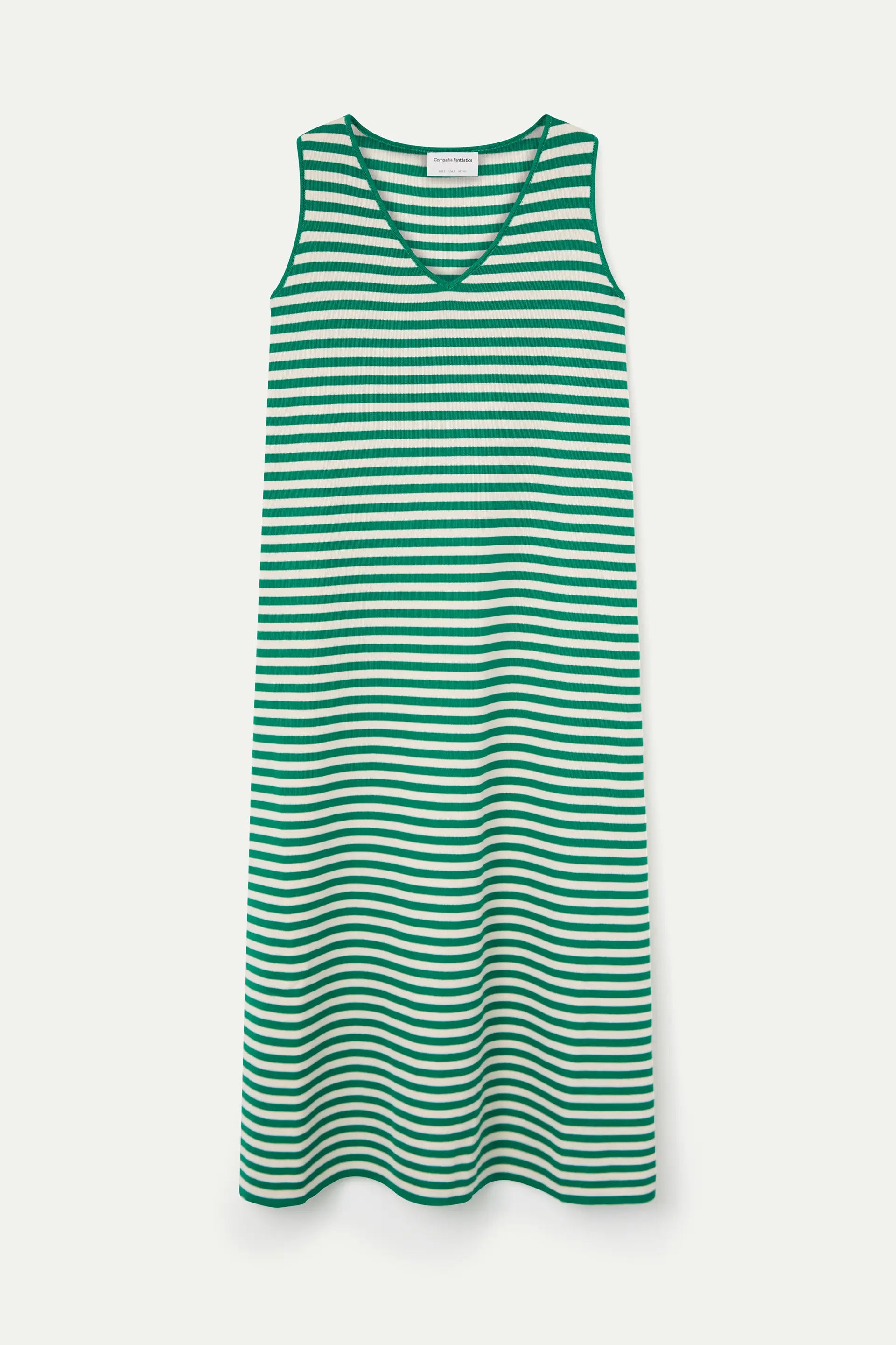 Long knitted dress with white and green striped print - Fantastic Company Compaa Fantstica Long knitted dress with white and green striped print - Fantastic Company Compaa Fantstica
