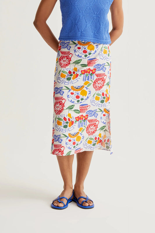 Lush print midi skirt