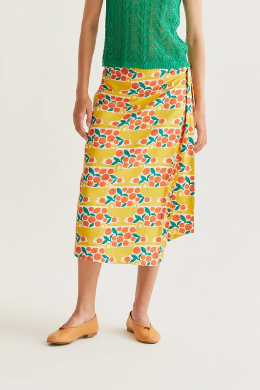 Citrus print midi skirt