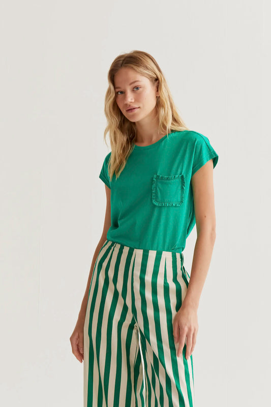 Maglietta basic verde in 100% cotone