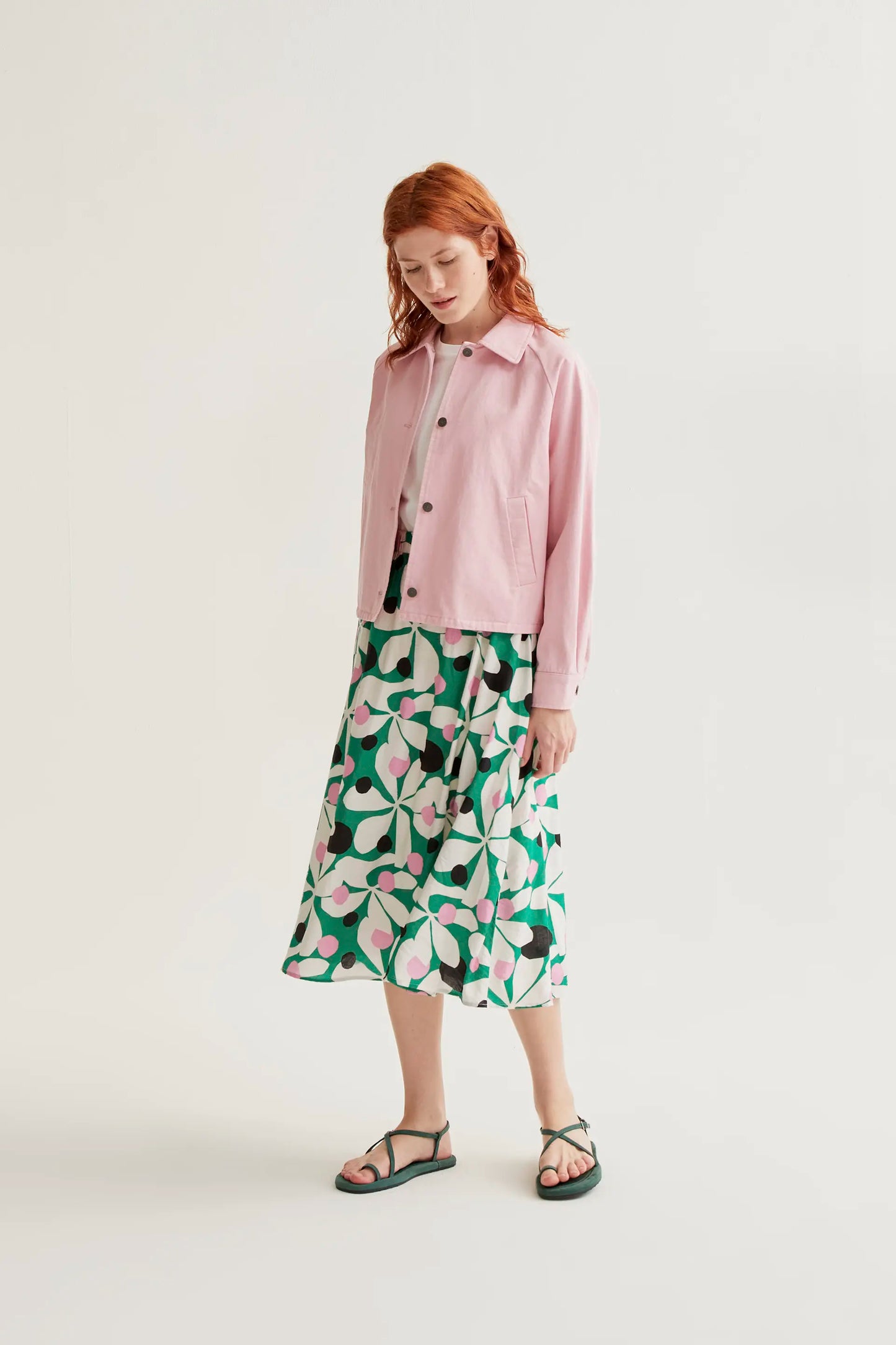 Falda midi con estampado Hosta