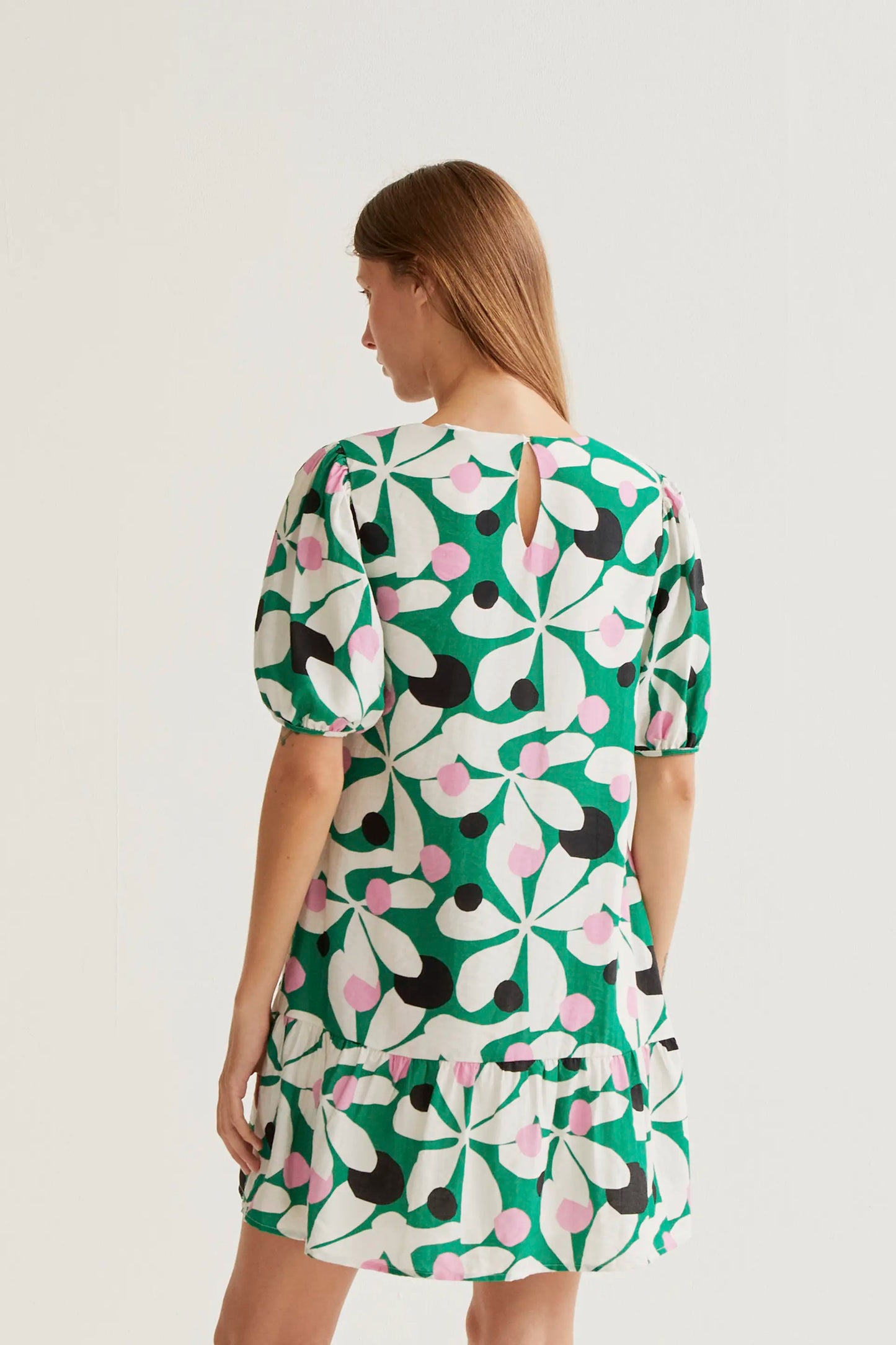 Vestido corto con estampado Hosta