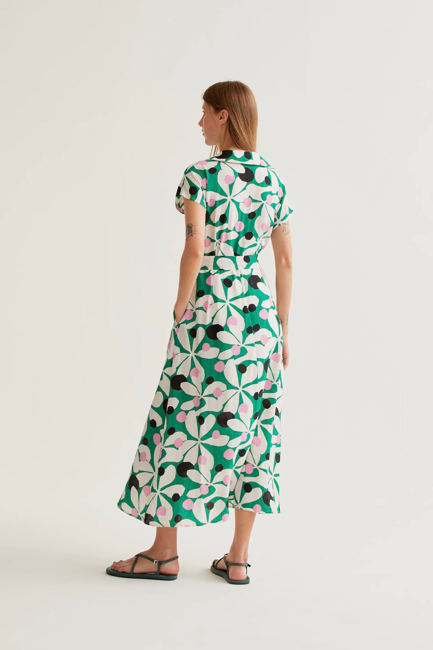 Vestido largo con estampado Hosta