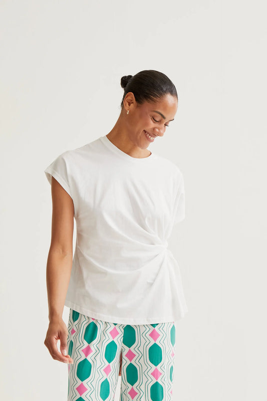 Camiseta 100% algodón blanca con nudo lateral