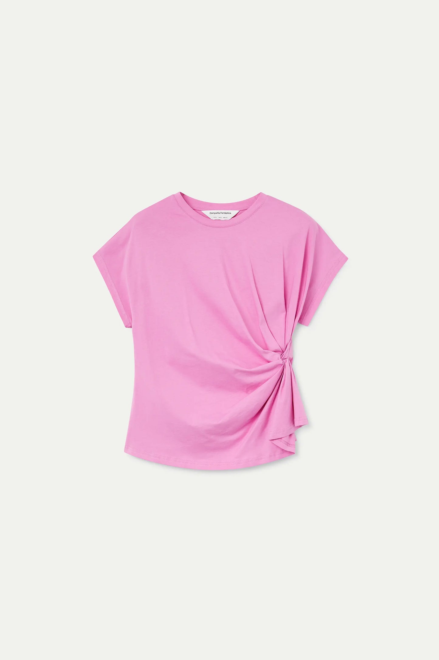 100% cotton pink t-shirt with side knot