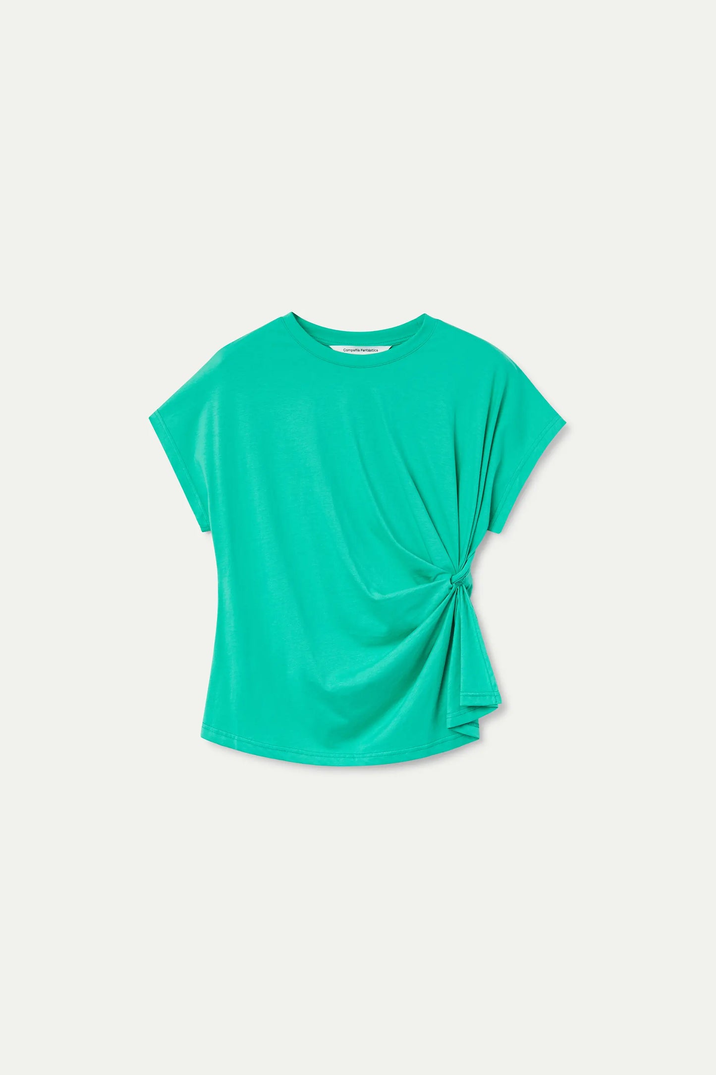 100% cotton green t-shirt with side knot